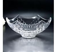 JUNYFFF Large Glass Crystal Fruit Bowl Candy Bowl Serving Bowl Decorative Bowl Home/Office Multipurpose Tray Crystal Eco-Friendly Glass Bowl, 24Cm,F
