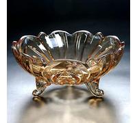 JUNYFFF Large Glass Crystal Fruit Bowl Candy Tray Decorative Home/Office Multipurpose Eco-Friendly Glass Bowl, 24Cm, Gold