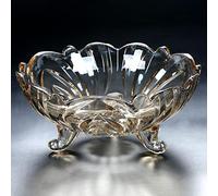 JUNYFFF Large Glass Crystal Fruit Bowl - Decorative Candy and Serving Bowl, Home/Office Multipurpose Tray, Eco-Friendly, 24Cm, Beige