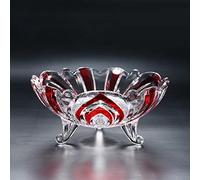 JUNYFFF Large Glass Crystal Fruit Bowl - Decorative Candy and Serving Bowl, Home/Office Multipurpose Tray, Eco-Friendly, 24Cm, Red