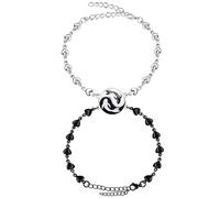 JunyiDIY 2 pcs Yin-yang Koi Fish Stainless Steel Love Chain Bracelet- Extended Chain,Matching Puzzle Yinyang Bracelets for Boyfriend Girlfriend Best Friends,Fortune Bracelet for Wife Husband