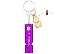 JunyiDIY Asthma Medical Alert Keychain with Loud Whistle and Gourd Pill Holder, Emergency Medication Storage for Men, Women, Son and Daughter