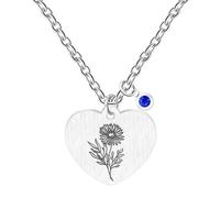 JunyiDIY Birth Flower Necklace for Women, September Morning Glory Flowers and Blue Birthstone Gift for Daughter's Birthday Graduation YA5545