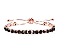 JunyiDIY Black Cubic Zirconia Tennis Bracelet for Women, Adjustable Sparkling Gift Elegant Anniversary Christmas Jewelry for Wife Daughter YA4043