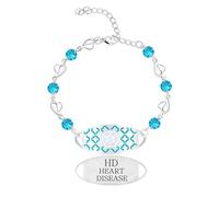 JunyiDIY Blue Zircon Medical Bracelet for Her, Trendy Love Chain Heart Disease Alert for Wives and Valentine’s Day