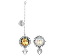 JunyiDIY Catholic Memorial Keychain - Pope Francis Remembrance Pendant with Gold Angel Wings, Glass Dome Images, and Engraved Heart Tag - Religious Funeral or Sympathy Gift