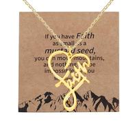 JunyiDIY Christian Heart Pendant Necklace Gold Plated Faith Pendant with Mustard Seed Hope Prayer Jewelry Stainless Steel for Women Friends Friendship YA4993