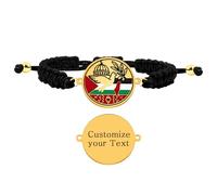 JunyiDIY Custom Islamic Palestinian Flag Bracelet with Peace Dove and Al Aqsa Charm Adjustable Black Woven Cord Support Gift Jewelry for Sister Mom