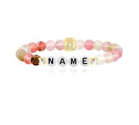 JunyiDIY Custom Name & Zodiac Watermelon Stone Bracelet, Handmade Elastic Beads with 12 Star Signs for BFF Birthday Academic Celebration
