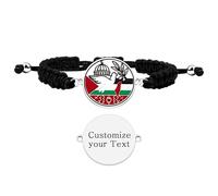 JunyiDIY Custom Palestine Unity Peace Dove Bracelet for Men Women, Adjustable Black Woven Cord Jewelry Cultural Pride Gift for Wife Husband Grandpa Grandma