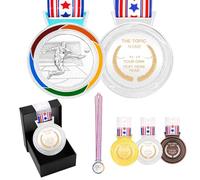 JunyiDIY Custom Soccer Medal Gold Silver Bronze with USA Flag, Star or Rainbow Ribbon, Single or Bulk 12/24/36 PCS, Text or QR Award Medal YA6969 (Silver Medal,DIY-Star)