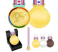 JunyiDIY Custom Soccer Medal Gold Silver Bronze with USA Flag, Star or Rainbow Ribbon, Single or Bulk 12/24/36 PCS, Text or QR Award Medal YA6969 (Gold Medal,FBA-Star)