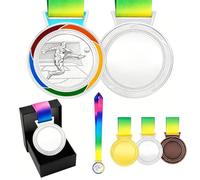 JunyiDIY Custom Soccer Medal Gold Silver Bronze with USA Flag, Star or Rainbow Ribbon, Single or Bulk 12/24/36 PCS, Text or QR Award Medal YA6969 (Silver Medal,FBA-Multi)