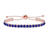 JunyiDIY Dark Blue Cubic Zirconia Tennis Bracelet for Women, Adjustable Sparkling Jewelry, Elegant Gift for Grandma Sister YA4043