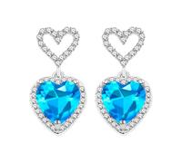 JunyiDIY Elegant Pink Earrings for Women - Sweet Heart-Shaped CZ Zirconia Jewelry, Perfect for BFFs Lovers GF Wife Celebrating Birthdays YA5116