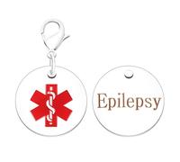 JunyiDIY Epilepsy Medical Keychain Emergency Contact Stainless Steel ID Pendant for Men & Women Emergency Rescue Jewelry