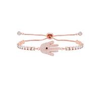 JunyiDIY Evil Eye Charm Bracelet for Small Hands, Rose Gold Tennis Bracelet with AAA+ Crystal Fashionable Good Luck Jewelry for Engagement and Wedding YA5458