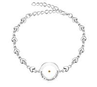 JunyiDIY Faith Bracelet for Women | Heart Link Chain with Round Mustard Seed Charm | Hypoallergenic Stainless Steel Religious Jewelry | Inspirational Christian Gift for Wife Mom Sister