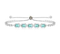JunyiDIY Fashionable Wealth Green CZ Tennis Bracelet for Women | Adjustable Slider Hypoallergenic Crystal Jewelry for Best Friends Wives Graduation Thanksgiving Dazzling Jewelry Gifts