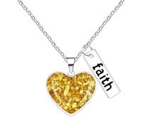 JunyiDIY Gold Leaf FAITH Necklace for Women, Mustard Seed Bible Jewelry Symbolizing Strength and Courage Inspirational Gift for Family and Friends