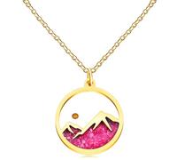 JunyiDIY Gold Plated Night Glow Mountain Necklace | Pink Luminous Mustard Seed Pendant Faith Moves Mountains Scripture Amulet Jewelry for Good Friend