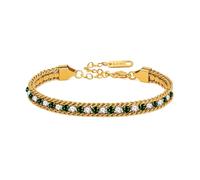 JunyiDIY Green and White Cubic Zirconia Tennis Bracelet, 0.6cm Wide Gold Plated Stainless Steel Jewelry for Sisters Best Friends, Christmas Thanksgiving Friendship Celebration YA6106