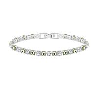 JunyiDIY Green Evil Eye CZ Tennis Bracelet 7.5", Fashionable Protective Amulet Lucky Silver Jewelry For Women Sister Best Friend