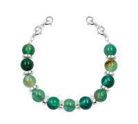 JunyiDIY Green Striped Agate Interchangeable Bracelet | Swap Between Stylish and Medical ID | Prosperity and Luck Gemstone Gift for Men Brother Best Friend