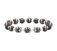 JunyiDIY Grey Cat's Eye Men's Gift Bracelet - Adjustable 8mm Gemstone Beads, Crystal Bracelet for Wealth Protection, Ideal Birthday or Graduation Jewelry for Sons and Brothers