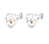 JunyiDIY Heart-shaped Mustard Seed Stud Earrings for Girlfriend - Beautiful Bible Inspired Jewelry in White Gold Plated Stainless Steel for Her Thanksgiving Bible Studies Gifts