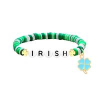 JunyiDIY Irish Bracelet for Women St. Patrick's Day Accessories, Fashion Handmade Celtic Jewelry Green Charm Bracelets for Friend Family YS5661
