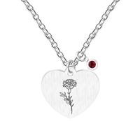 JunyiDIY January Snowdrop Necklace with Garnet Birthstone Pendant, 1st Month Red Gemstone Jewelry for Women's Birthday Mother's Day YA5545