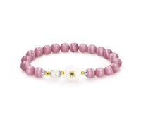 JunyiDIY Light Purple Beaded Bracelet - Soft Pastel Floral Stretch Bracelet with Pearl - Dreamy Handmade Gift for Sisters Friends or Springtime Occasions YS5620