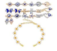 JunyiDIY Little Daisy Flower and Different Shapes of Evil Eye Bracelets Protect Her Good Mood Fashionable and Beautiful Bracelets Good Friends Classmates Mothers Birthday Jewelry Gifts
