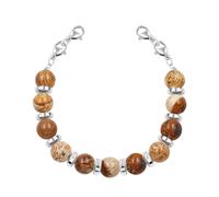 JunyiDIY Medical Alert ID Replacement Bracelet for Men Women | Natural Crystal Picture Jasper Stone Beaded Chain | Versatile Medical Alert Bracelet Link for Granddad
