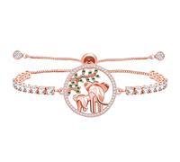 JunyiDIY Mother Son Elephant Charm Bracelet,Green Zircon Trees Dotted- Good Luck Bracelet for Mother Wife Woman Stepmother Crystal Dazzling Bracelet
