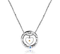JunyiDIY Mustard Seed Heart Silver Plated Pendant Necklace for Women - Double Pendant Circle Design Christian Faith Jewelry for Mom Wife