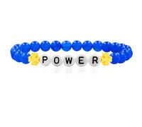 JunyiDIY Natural Blue Jade Bracelet with 'POWER' Letters - Elastic Stretch Bracelet for Men, Inspiring Positive Energy Jewelry for Best Friends Husbands