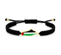 JunyiDIY Palestine Map Charm Bracelet, Adjustable Handmade Rope Faith Gift for Men and Women, Solidarity Support Freedom Peace Jewelry