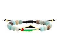 JunyiDIY Palestinian Flag Colorful Amazonite Bracelet for Women, Multicolor Natural Stone Support Adjustable Unity Jewelry Day, Cultural Festival, Parade Activities YA6029