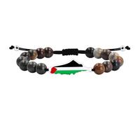 JunyiDIY Palestinian Flag US Picture Jasper Bracelet for Brothers, Handmade Beaded Adjustable Heritage and Unity Jewelry for His Birthday and Religious Jewelry YA6029