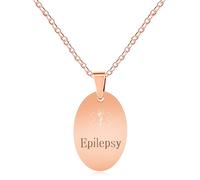 JunyiDIY Personalized Oval Pendant Medical Alert ID Necklace for Men and Women - Diabetes Emergency Waterproof Jewelry YA4674 (Free Engraving)