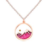 JunyiDIY Pink Glow-in-the-Dark Necklace for Women | Rose Gold Plated Luminous Mountain Pendant with Mustard Seed Bible Verse Jewelry for First Communion