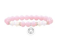 JunyiDIY Pink Quartz Sobriety Bracelet for Women - Addiction Recovery AA Jewelry - Elastic Bracelet with 8mm Stone, Zirconium Circles Sobriety Charm Gift for Alcoholics Anonymous Members