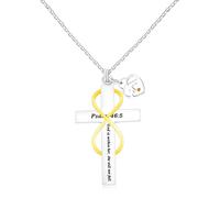 JunyiDIY Platinum-Plated Inspirational Necklace for Women, Cross Infinity & Heart Mustard Seed Mountain Pendant | Engraved Psalm 46:5 Christian Religious Faith Jewelry Women YA5151