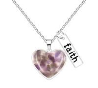 JunyiDIY Purple Heart FAITH Necklace for Women, Amethyst Mustard Seed Religious Jewelry Meaningful Present for Confirmation, Prayer Meetings, Easter, and Church Gatherings