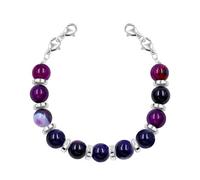 JunyiDIY Purple Striped Agate Bracelet for Medical Alert ID | Interchangeable Replacement Bracelet | Health & Good Fortune Jewelry for Moms Wives