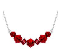 JunyiDIY Red Cubic Austrian Crystal Pendant Necklace - Elegant Cube Pendant Jewelry for Mom Lover Bride EngagementWedding Christmas