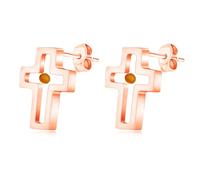 JunyiDIY Rose Gold Plated Mustard Seed Cross Stud Earrings Men's Religious Christian Jewelry for Her Husband Son's Birthday Anniversary Earrings