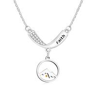 JunyiDIY Silver Plated Stainless Steel Women's Faith Necklace Tiny Move Mountains Charm Choker Christian Jewelry Gift Summer New for Mom Wife Grandma